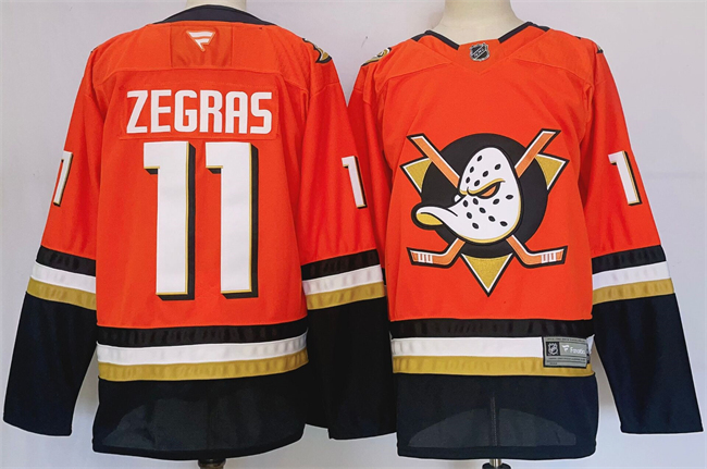 Men's Anaheim Ducks #11 Trevor Zegras Orange/Black 2024-25 Stitched Jersey